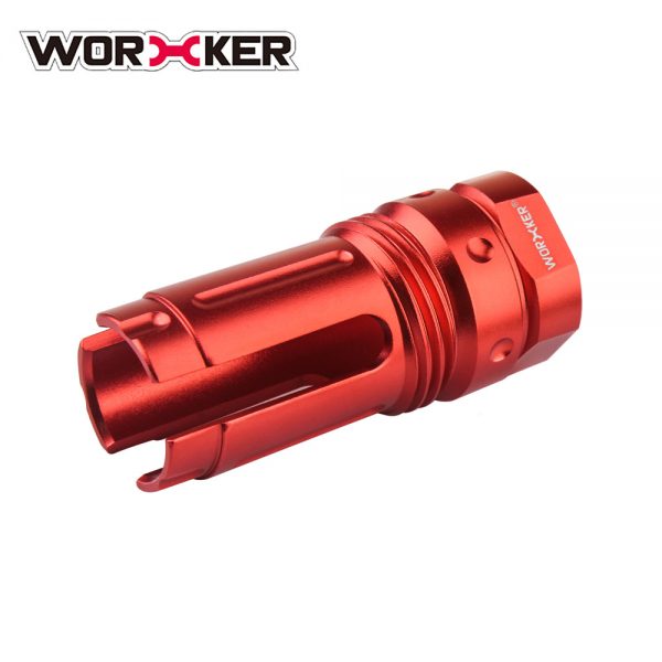 Worker 3-Prong Flash Hider Muzzle (with screw thread) - Red