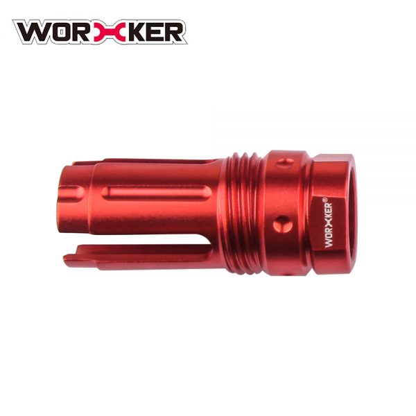 Worker 3-Prong Flash Hider Muzzle (with screw thread) - Red