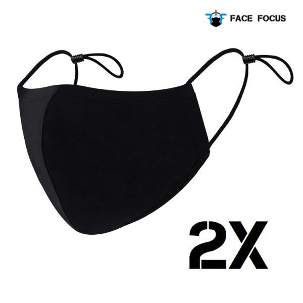 Face Focus Cotton Washable Black Face Mask - 2 pcs