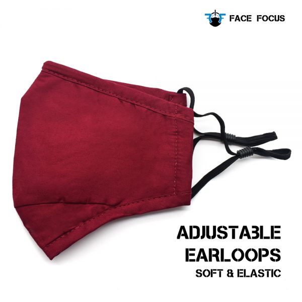 Face Focus Cotton Washable Face Mask with Filter and Nose brige - Red