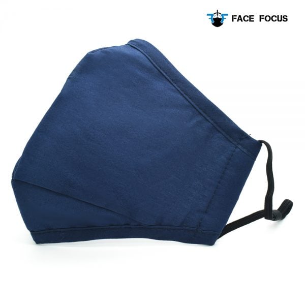 Face Focus Cotton Washable Face Mask with Filter and Nose brige - Dark Blue