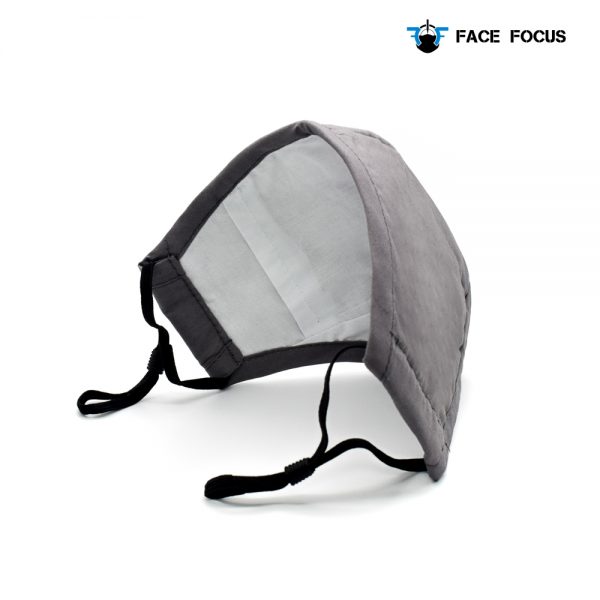 Face Focus Cotton Washable Face Mask with Filter and Nose brige - Grey