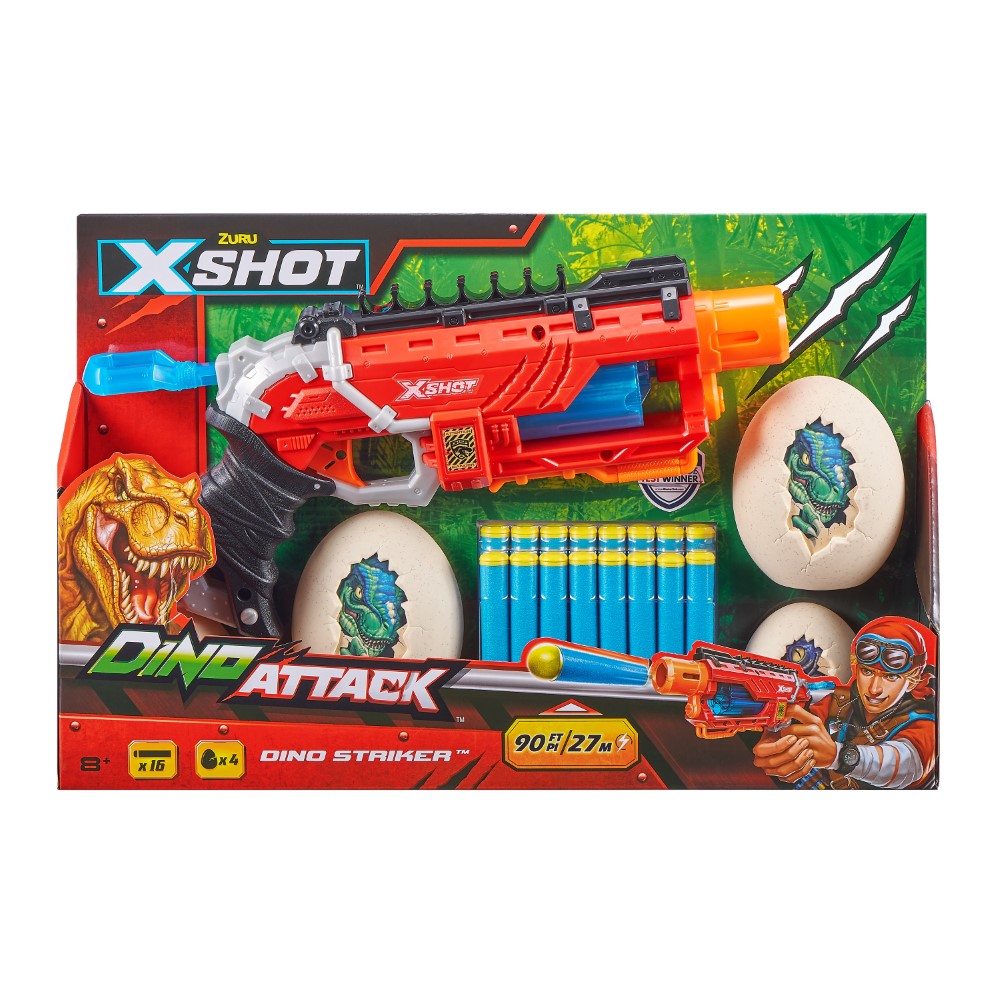 Color 4866-S001 16 Dardos, 4 Huevos Zuru X-Shot Attack Ataque Dino Striker Espuma Blaster 