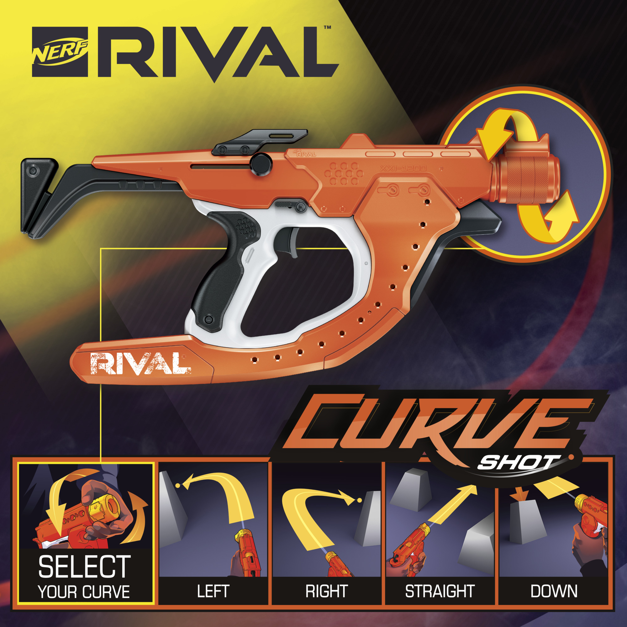 Details about   Nerf Rival Curve Shot  Sideswipe XXI-1200 Blaster FAST POST before 1pm bus day 