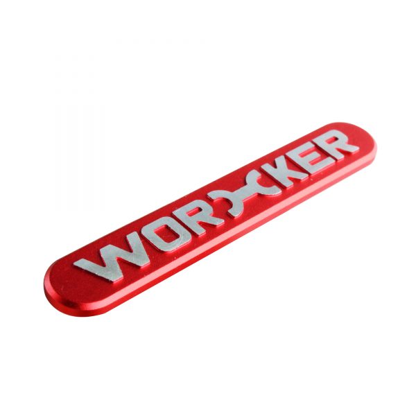 Worker Metal Logo Sticker Red