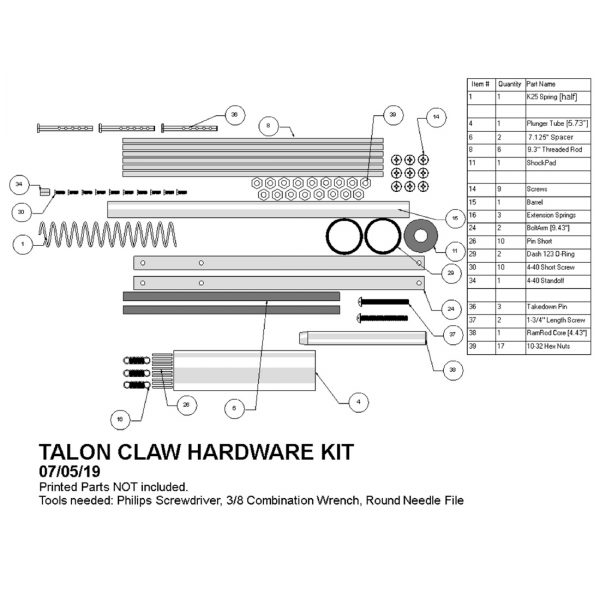 Captain Slug Talon Claw Homemade - Hardware Kit